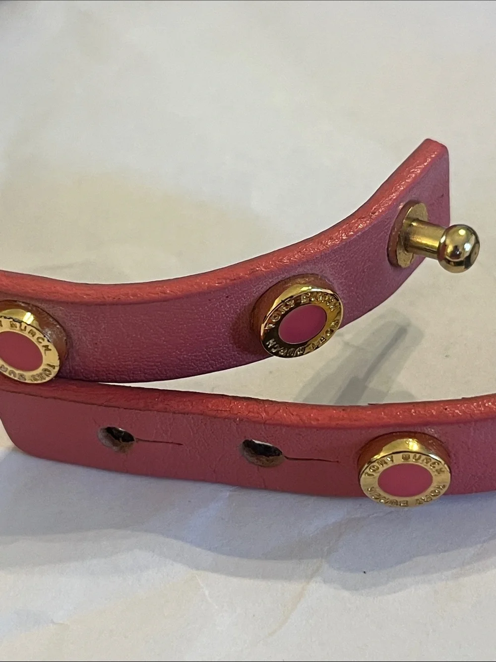 Tory Burch Double-Wrap Stud Leather Bracelet